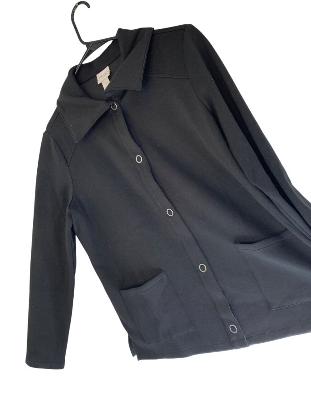 Weekends By Chicos Black Womens Long Sleeve Jacket Snap Closure NWT Size M